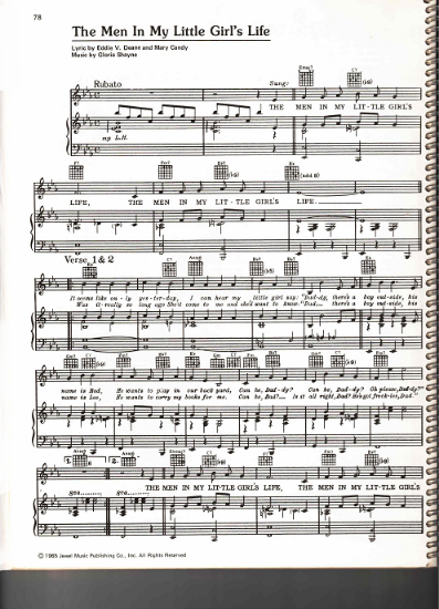 Picture of The Men in My Little Girl's Life, Eddie V. Deane/ Mary Candy/ Gloria Shayne, recorded by Mike Douglas, sheet music
