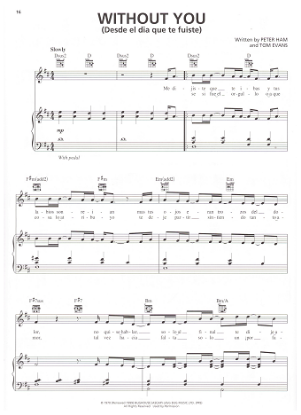 Picture of Without You (Desde el dia que te fuiste), Peter Hamm & Tom Evans, recorded by Il Divo, sheet music