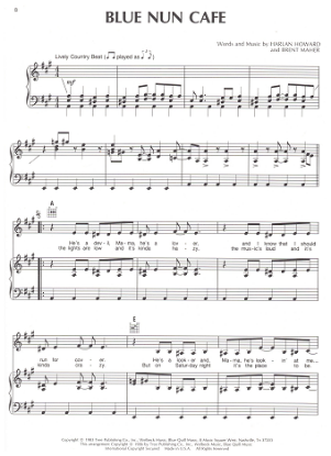 Picture of Blue Nun Cafe, Harlan Howard & Brent Maher, recorded by The Judds, sheet music