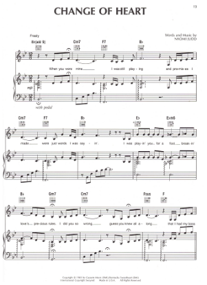 Picture of Change of Heart, Naomi Judd, recorded by The Judds, sheet music