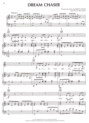 Picture of Dream Chaser, Brent Maher & Jeff H. Bullock, recorded by The Judds, sheet music