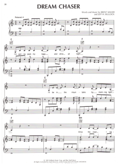 Picture of Dream Chaser, Brent Maher & Jeff H. Bullock, recorded by The Judds, sheet music
