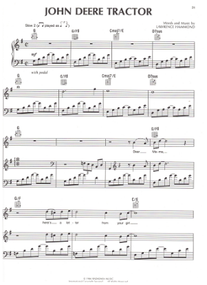 Picture of John Deere Tractor, Lawrence Hammond, recorded by The Judds, sheet music