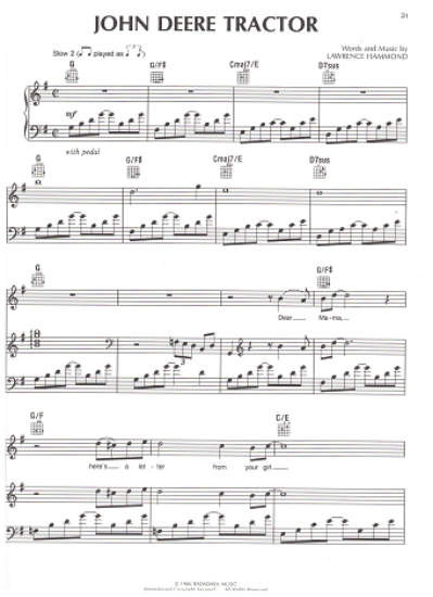 Picture of John Deere Tractor, Lawrence Hammond, recorded by The Judds, sheet music