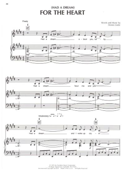Picture of (Had a Dream) For the Heart, Dennis Linde, recorded by The Judds, sheet music
