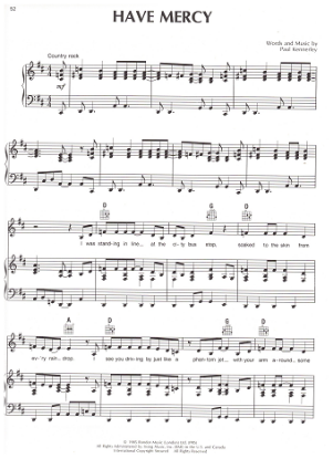 Picture of Have Mercy, Paul Kennerley, recorded by The Judds, sheet music