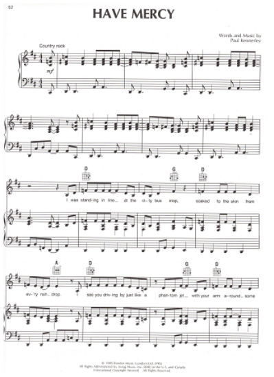Picture of Have Mercy, Paul Kennerley, recorded by The Judds, sheet music