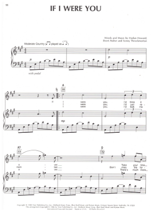 Picture of If I Were You, Harlan Howard/ Brent Maher/ Sonny Throckmorton, recorded by The Judds, sheet music