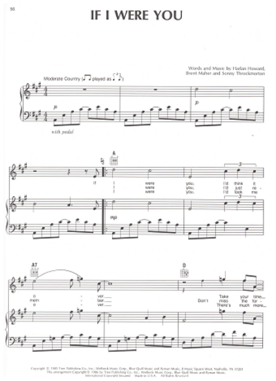 Picture of If I Were You, Harlan Howard/ Brent Maher/ Sonny Throckmorton, recorded by The Judds, sheet music