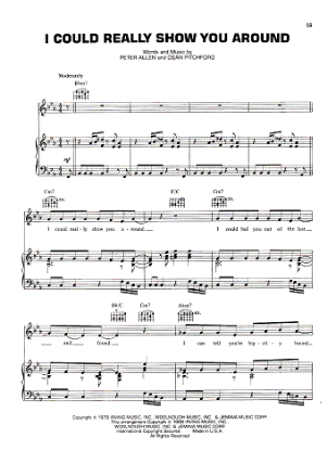 Picture of I Could Really Show You Around, Peter Allen & Dean Pitchford recorded by Peter Allen, sheet music