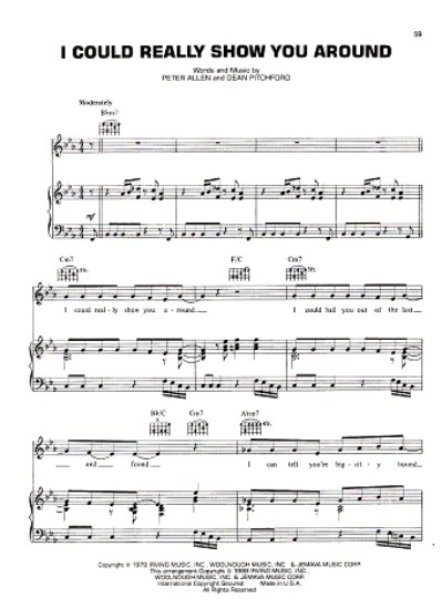 Picture of I Could Really Show You Around, Peter Allen & Dean Pitchford recorded by Peter Allen, sheet music