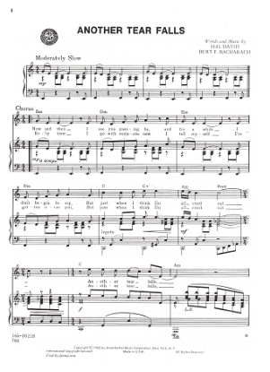Picture of Another Tear Falls, Hal David & Burt Bacharach, recorded by Gene Daniels, sheet music