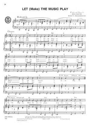 Picture of Let (Make) the Music Play, Hal David & Burt Bacharach, recorded by The Drifters as well as The Supremes, sheet music