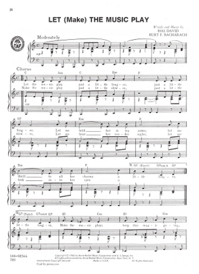 Picture of Let (Make) the Music Play, Hal David & Burt Bacharach, recorded by The Drifters as well as The Supremes, sheet music