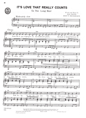Picture of It's Love That Really Counts (In the Long Run), Hal David & Burt Bacharach, recorded by The Shirelles, sheet music