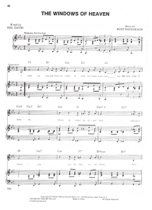 Picture of The Windows of Heaven, Hal David & Burt Bacharach, recorded by The Four Coins, sheet music