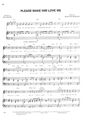 Picture of Please Make Him Love Me, Hal David & Burt Bacharach, recorded by Dionne Warwick, sheet music