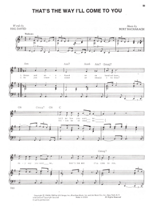 Picture of That's the Way I'll Come to You, Hal David & Burt Bacharach, recorded by Bobby Vee, sheet music
