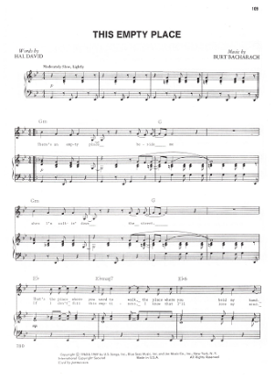 Picture of This Empty Place, Hal David & Burt Bacharach, recorded by Dionne Warwick, sheet music
