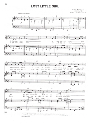 Picture of Lost Little Girl, Hal David & Burt Bacharach, recorded by The Light Brothers, sheet music