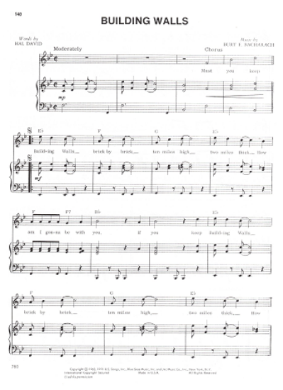 Picture of Building Walls, Hal David & Burt Bacharach, sheet music
