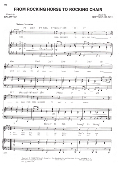 Picture of From Rocking Horse to Rocking Chair, Hal David & Burt Bacharach, recorded by Paul Anka, sheet music
