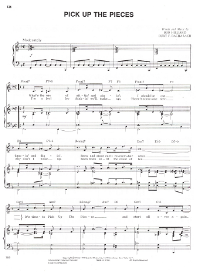 Picture of Pick Up the Pieces, Bob Hilliard & Burt Bacharach, recorded by Jack Jones, sheet music