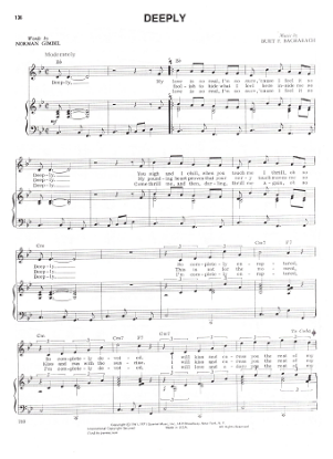 Picture of Deeply, Norman Gimbel & Burt Bacharach, recorded by The Shepherd Sisters, sheet music