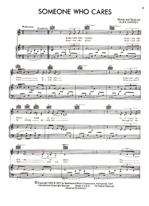Picture of Someone Who Cares, Alex Harvey, recorded by Shirley Bassey, sheet music