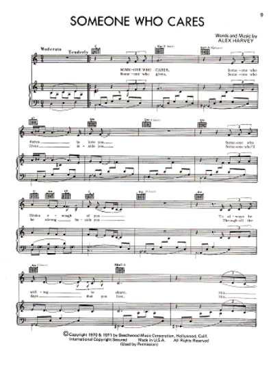 Picture of Someone Who Cares, Alex Harvey, recorded by Shirley Bassey, sheet music