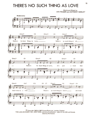 Picture of There's No Such Thing as Love, Ian Fraser & Anthony Newley, recorded by Shirley Bassey, sheet music
