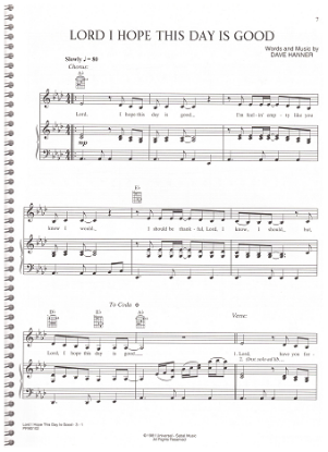 Picture of Lord I Hope This Day is Good, Dave Hanner, as recorded by Anne Murray, sheet music