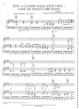 Picture of Just a Closer Walk With Thee/ Take My Hand Lord Jesus, as recorded by Anne Murray, sheet music