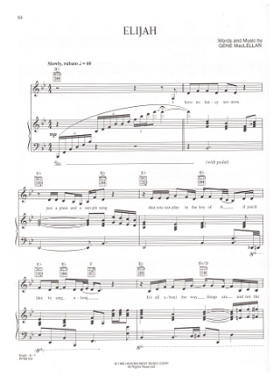 Picture of Elijah, Gene MacLellan, as recorded by Anne Murray, sheet music