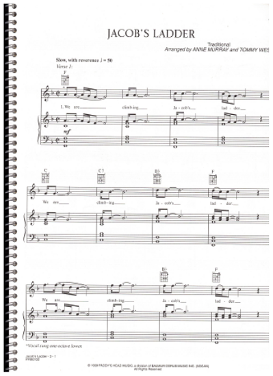 Picture of Jacb's Ladder, trad. arr. by Tommy West, as recorded by Anne Murray, sheet music