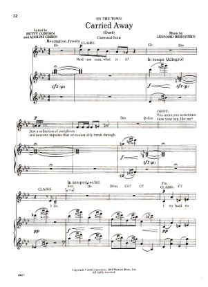 Picture of Carried Away, from "On the Town", Claire & Ozzie Vocal Duet, Betty Comden/ Adolph Green/ Leonard Bernstein, sheet music\