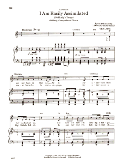 Picture of I Am Easily Assimilated (Old Lady's Tango), from "Candide", duet & chorus, Leonard Bernstein, sheet music