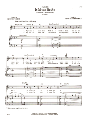 Picture of It Must Be So (Candide's Meditation), from "Candide", Richard Wilbur & Leonard Bernstein, sheet music