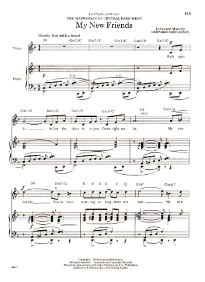Picture of My New Friends, from "The Madwoman of Central Park West",  Leonard Bernstein, sheet music