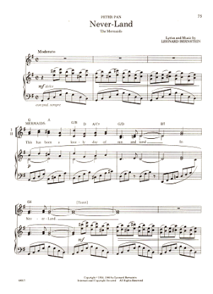 Picture of Never-Land, from "Peter Pan", The Mermaids, two-part chorus, Leonard Bernstein, sheet music