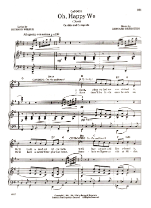 Picture of Oh Happy We, from "Candide", Candide & Cunegonde Duet, Richard Wilbur & Leonard Bernstein, sheet music