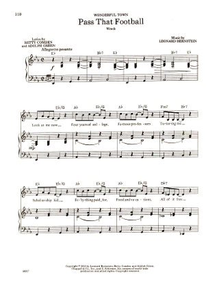 Picture of Pass That Football, from "Wonderful Town", Betty Comden/ Adolph Grren/ Leonard Bernstein, sheet music