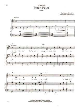 Picture of Peter Peter, from "Peter Pan", Leonard Bernstein, sheet music