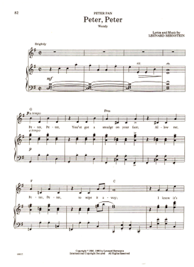Picture of Peter Peter, from "Peter Pan", Leonard Bernstein, sheet music