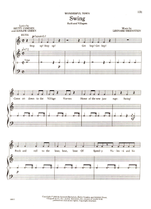 Picture of Swing, from "Wonderful Town", Ruth & the Villagers, Betty Comden/ Adolph Green/ Leonard Bernstein, sheet music