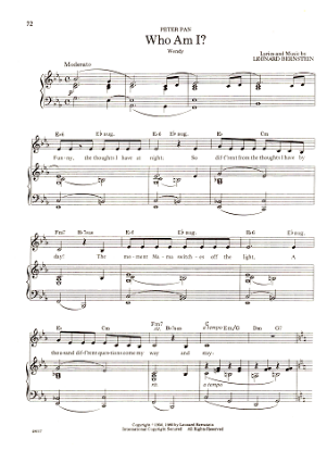 Picture of Who Am I, from "Peter Pan", Leonard Bernstein, sheet music