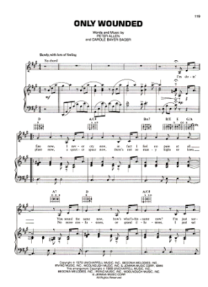 Picture of Only Wounded, Peter Allen & Carole Bayer Sager, recorded by Peter Allen, sheet music