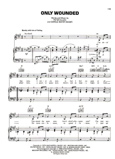 Picture of Only Wounded, Peter Allen & Carole Bayer Sager, recorded by Peter Allen, sheet music