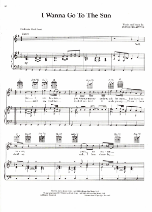 Picture of I Want to Go to The Sun, written & recorded by Peter Frampton, sheet music