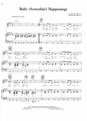 Picture of Baby (Something's Happening), written & recorded by Peter Frampton, sheet music